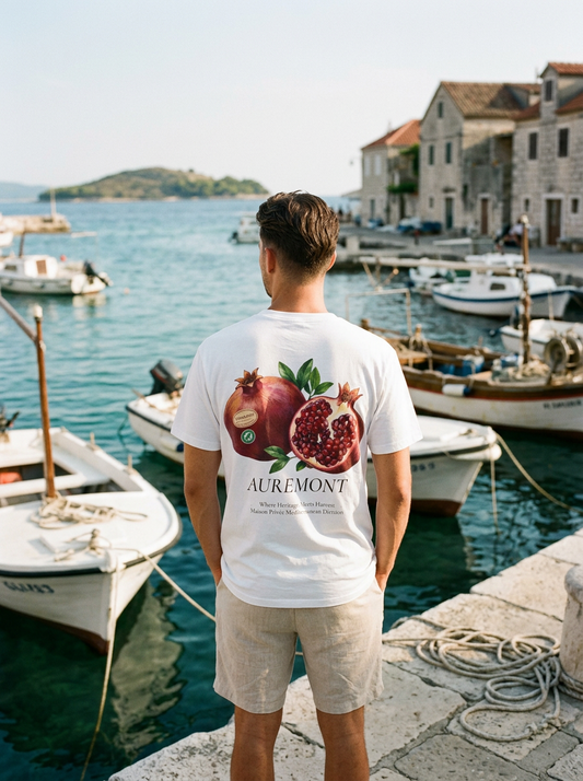 Pomegranate Botanical Illustration T-shirt | Auremont Fruit Graphic