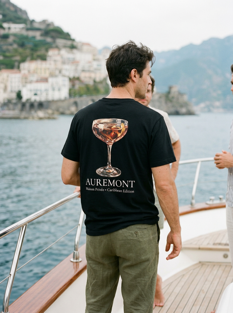 Auremont Cocktail Glass T-shirt | Vintage Coupe Illustration, Beverage Art
