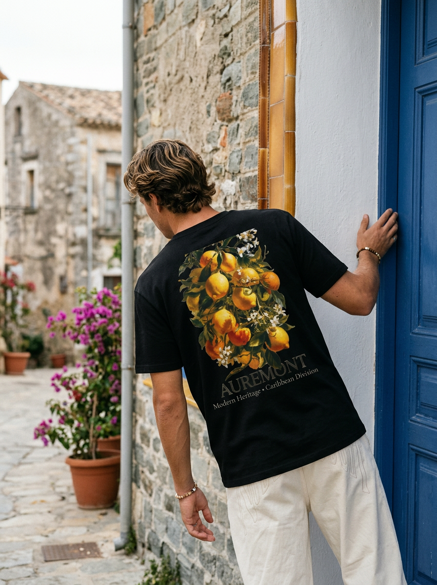 Auremont Citrus Fruit Illustration T-shirt | Orange Blossom Botanical Tee