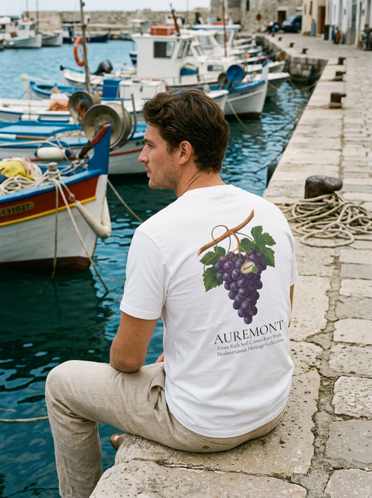 Auremont Purple Grape Illustration T-shirt | Botanical Fruit Art