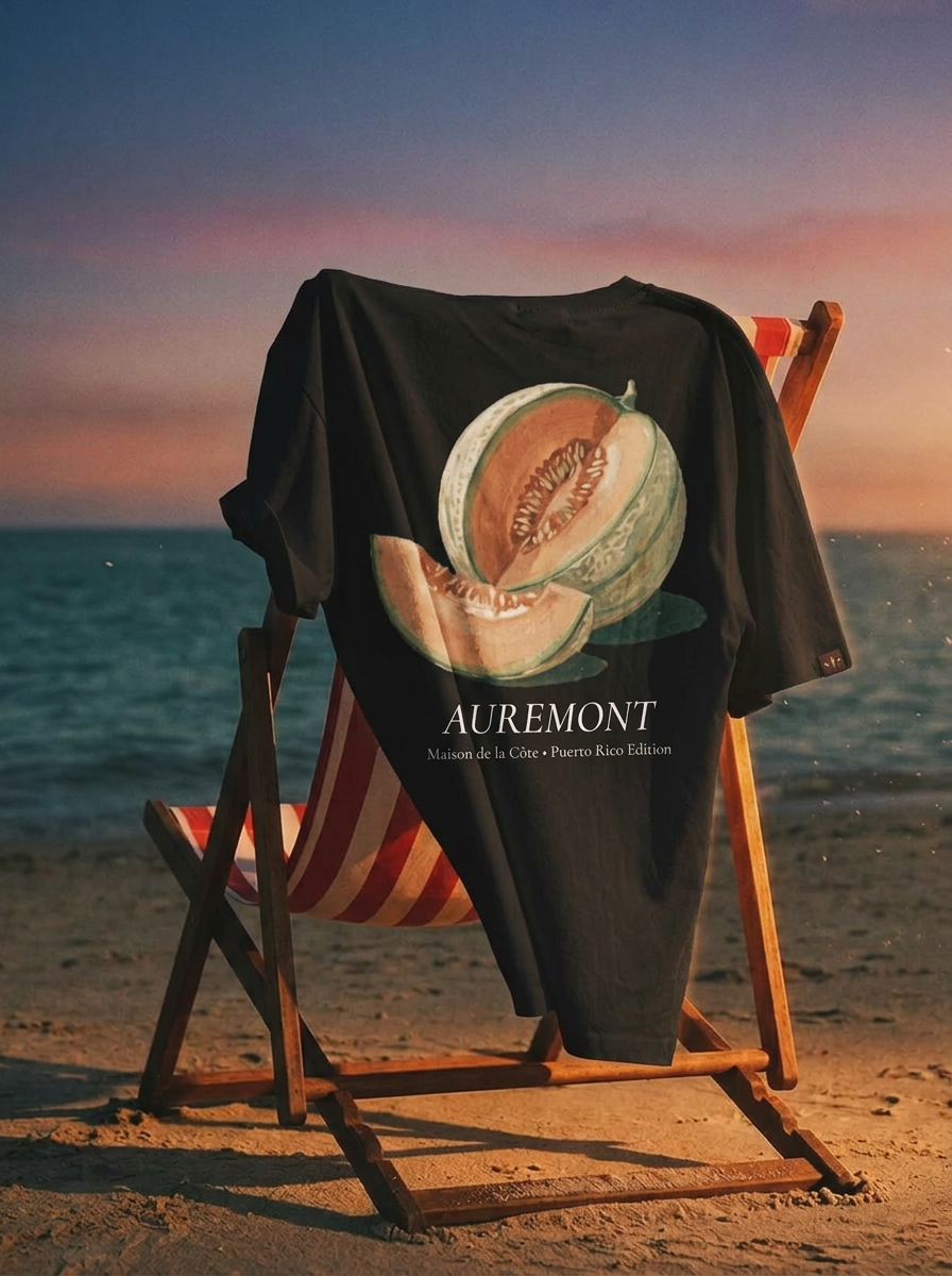 Auremont Cantaloupe Illustration T-Shirt | Vintage Fruit Botanical Tee