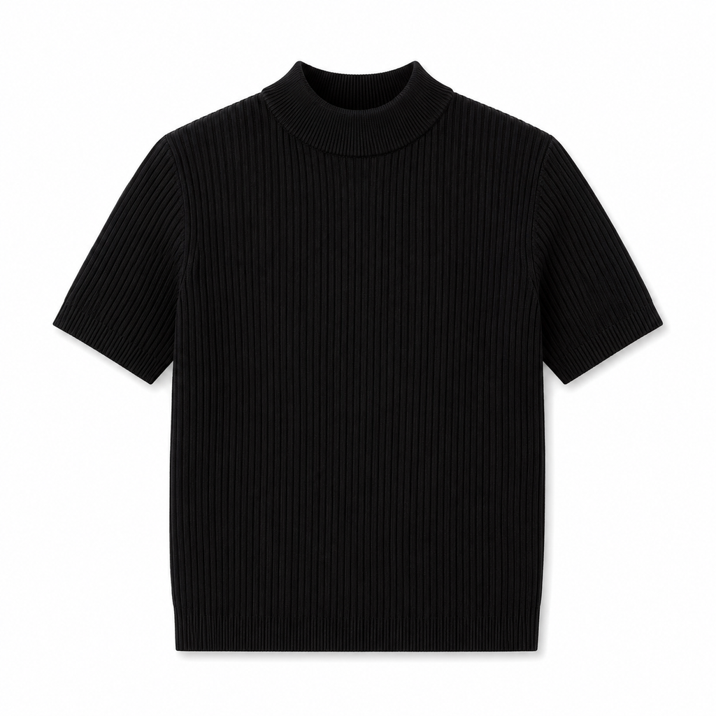 Ribbed Knit Polo