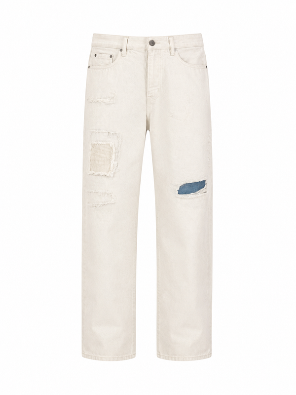Ivory Distressed Jeans