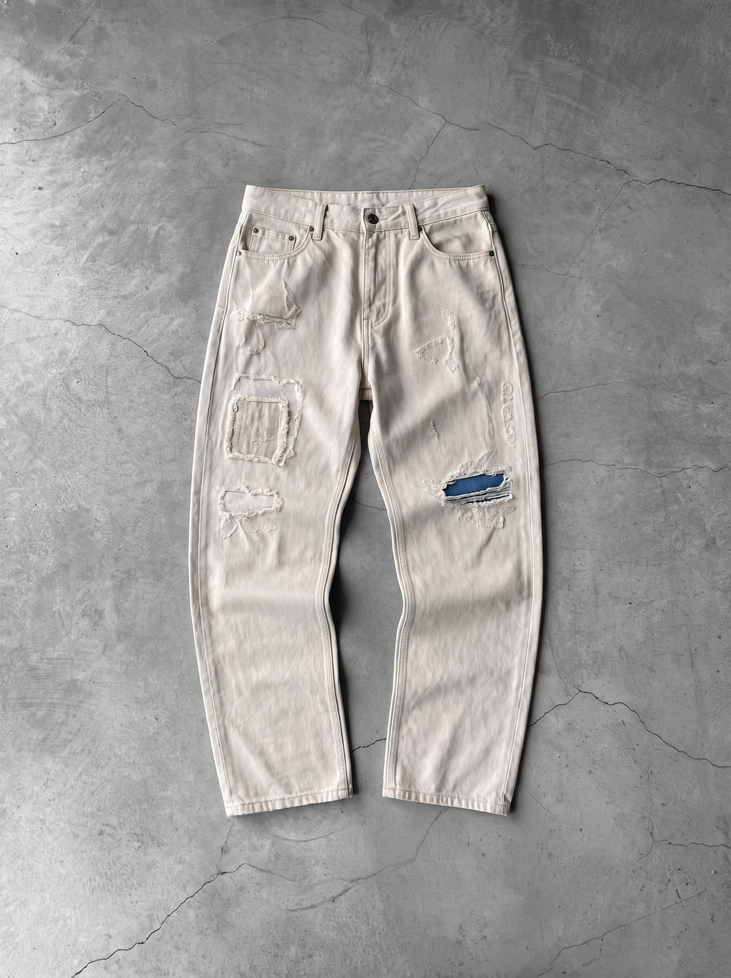 Ivory Distressed Jeans