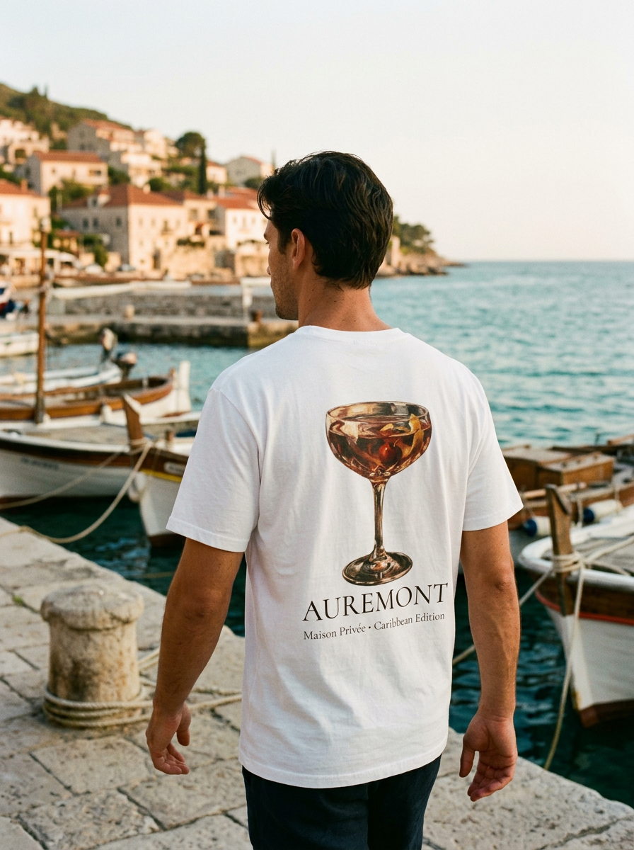 Auremont Cocktail Glass T-shirt | Vintage Coupe Illustration, Beverage Art