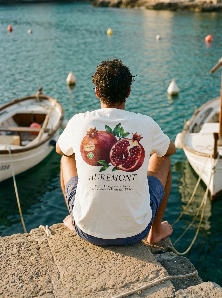 Pomegranate Botanical Illustration T-shirt | Auremont Fruit Graphic