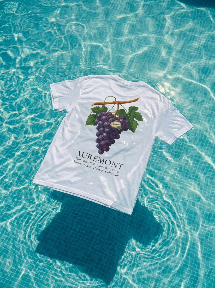 Auremont Purple Grape Illustration T-shirt | Botanical Fruit Art