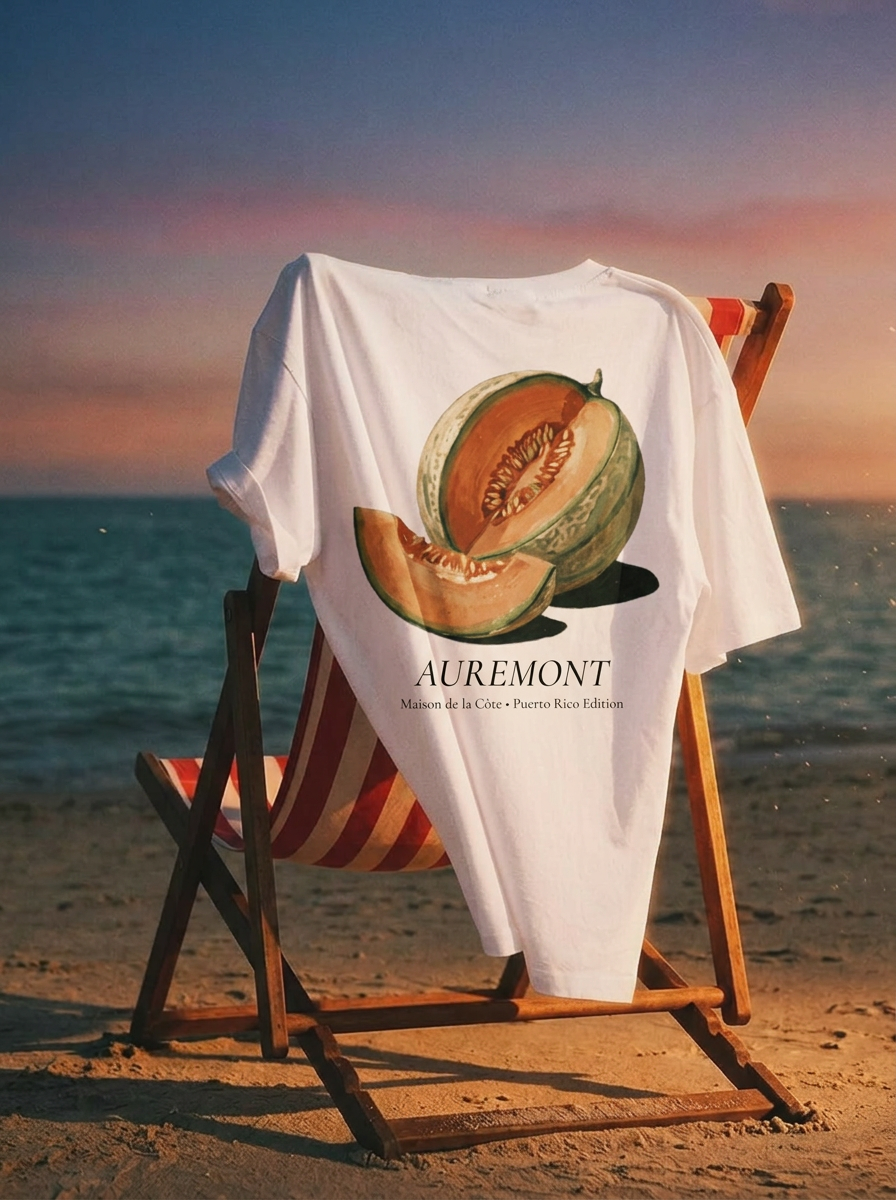 Auremont Cantaloupe Illustration T-Shirt | Vintage Fruit Botanical Tee