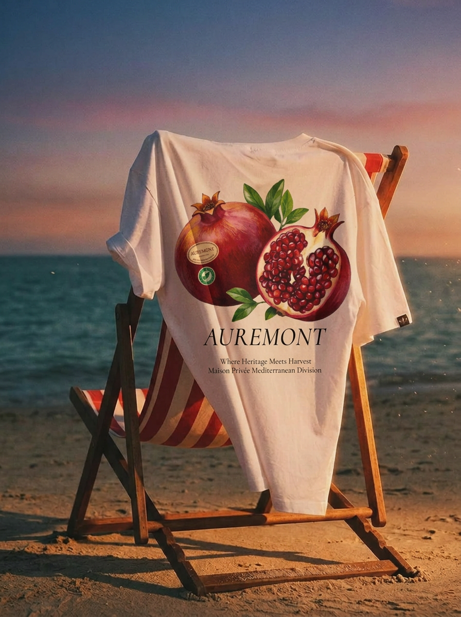 Pomegranate Botanical Illustration T-shirt | Auremont Fruit Graphic