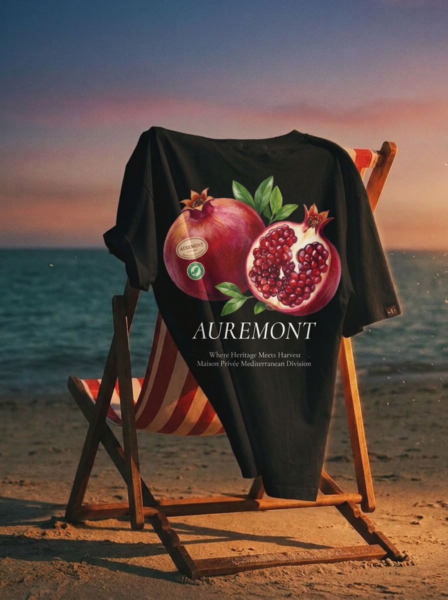 Pomegranate Botanical Illustration T-shirt | Auremont Fruit Graphic